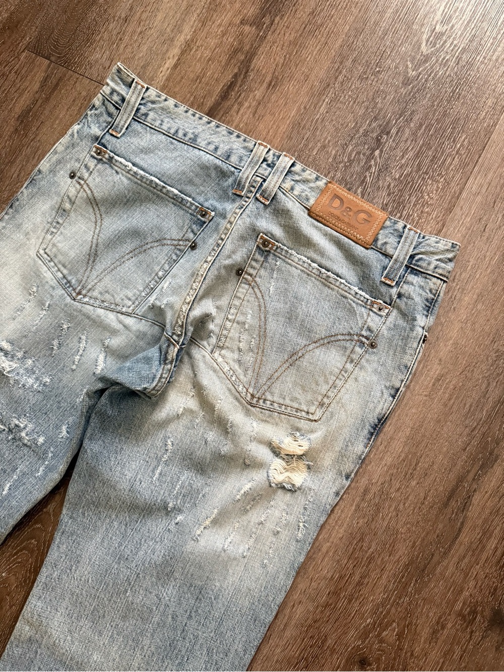 Vintage Men's D&G Distressed Straight leg Jeans Y2K Italian Designer Denim